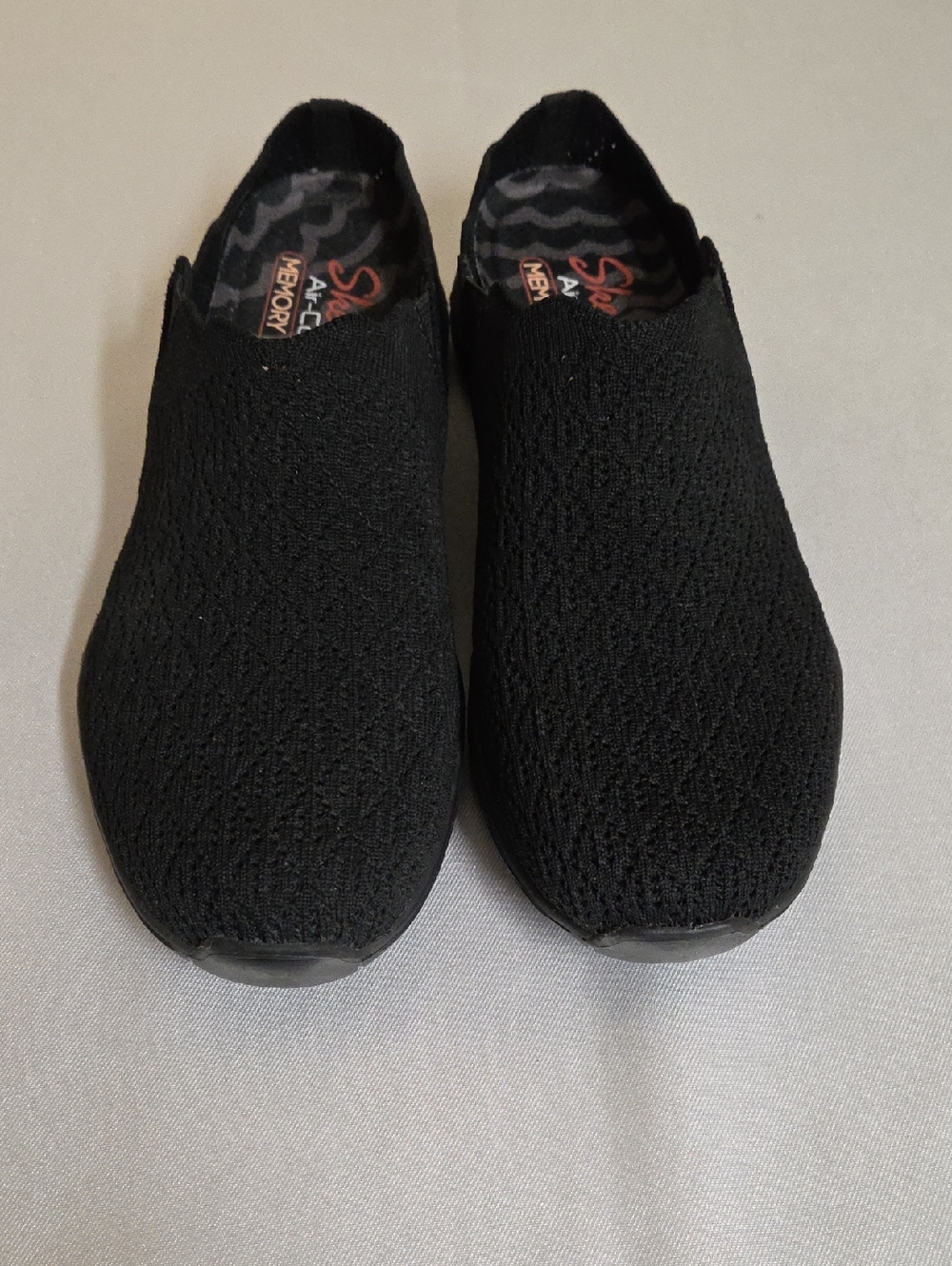 Skechers Black Slip-On Knit Mule Clogs